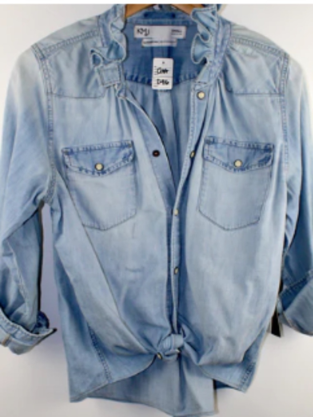 KUT from the Kloth Light Wash Denim Button-Down Shirt